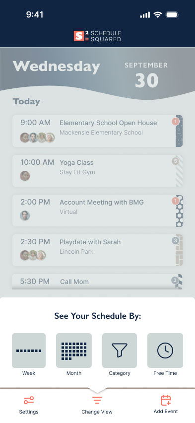 Schedule Squared mobile app sales website shown on desktop, tablet, and mobile devices